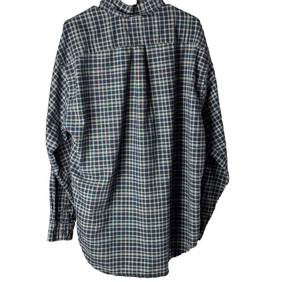 Vintage Tommy Hilfiger Mens Long Sleeve Shirt XL Navy and Green Button Down - Picture 2 of 7